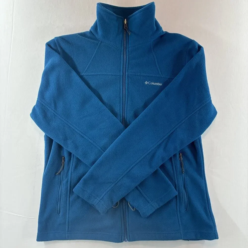 Columbia Men's Blue Full Zip Fleece Jacket Interchange Logo Size Large
